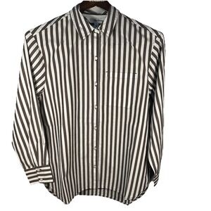 The Drop Womens Small Kendra Long Shirt Coffee Bean Stripe Relaxed Fit CottonNWT